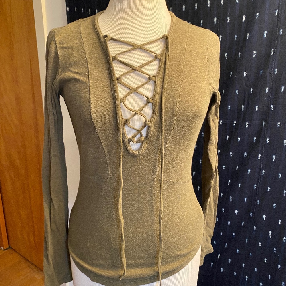 Free People Lucky Lace Up Top